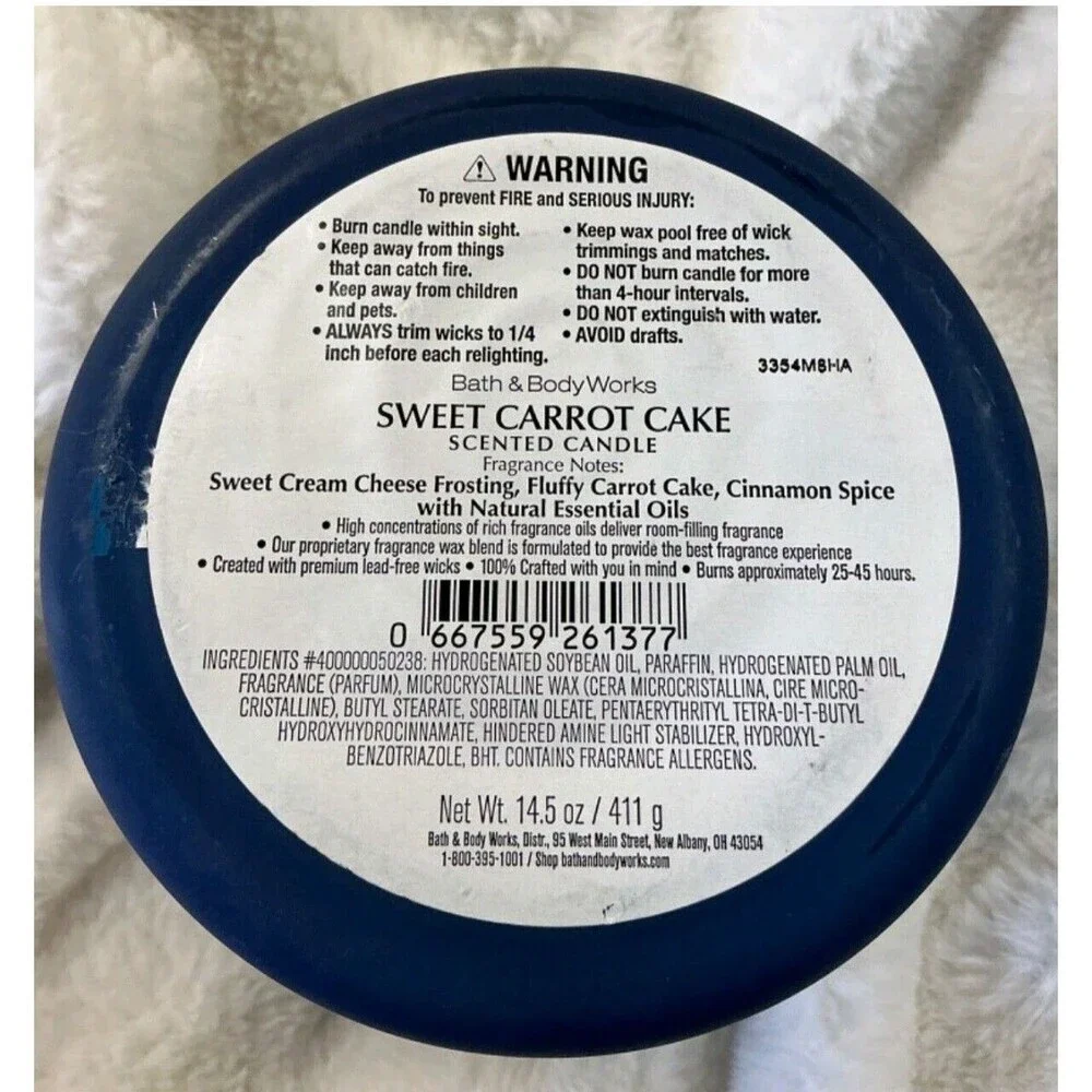 Bath & Body Works Sweet Carrot Cake 3-wick Candle with Ceramic Bunny Lid 14.5 oz